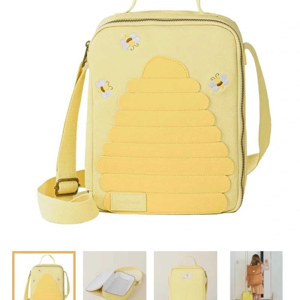 Coco Village vegan leather little bear and bee backpack and lunch bag set